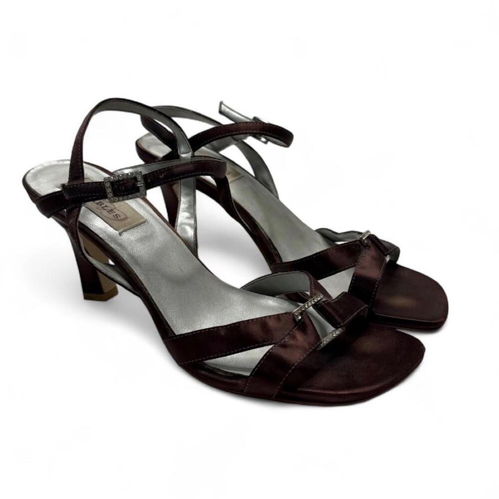 Dyeables Burgundy Satin Heels with Buckle Detail size 8 1/2